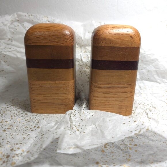 Vintage Don Shoemaker Danish Handcrafted Wooden Salt & Pepper Shaker Set MCM - Picture 1 of 9